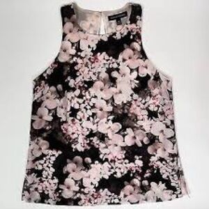 Banana Republic Black and Pink Floral Tank Top
